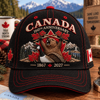 🔥LAST DAY 50% OFF - 🍁 Canada 160th Anniversary 1867–2027 – Premium Embroidered Heritage Cap 100% Cotton
